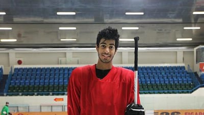 Khalifa Al Mahrouqi, pictured in Abu Dhabi on March 10, 2014, is one of four young prospects who were called up by the UAE national ice hockey team ahead of the IIHF Challenge Cup of Asia. Mona Al Marzooqi / The National