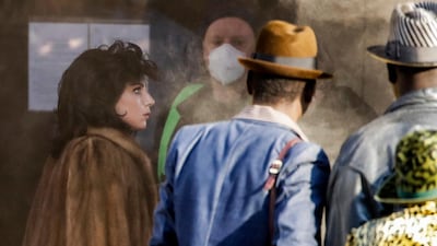 Lady Gaga plays Maurizio Gucci's former wife Patrizia Reggiani during the shooting of 'House of Gucci' by Ridley Scott, based on the story of the murder of Maurizio Gucci in 1995, in Milan, Italy. AP photo