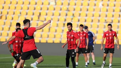 UAE player Khalil Al Hammadi during a training session at Zabeel Stadium. Chris Whiteoak / The National