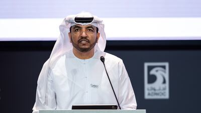 Omar Al Suwaidi, undersecretary of the UAE's Ministry of Industry and Advanced Technology, speaks during the Make it in the Emirates Forum. Victor Besa / The National