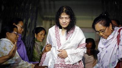 Indian rights activist Irom Sharmila, centre, has been on hunger strike against India’s Armed Forces Special Powers Act (AFSPA) for 15 years. India’s supreme court on July 8, 2016 removed the legal immunity that the armed forces have enjoyed for decades under the AFSPA. AFPPhoto