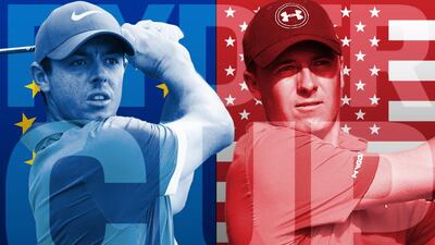 Europe's Rory McIlroy and USA's Jordan Spieth. AFP photos; The National illustration