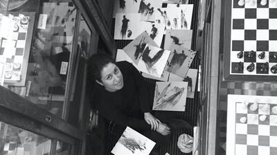 Lebanese artist Zena Al Khalil with some of her work. Zena Al Khalil