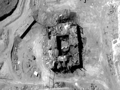 An image shows what US intelligence officials said was a Syrian nuclear reactor destroyed in September 2007 by an Israeli strike. AFP
