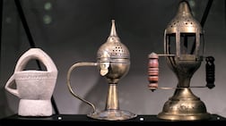 Traditional medkhans for luban (frankincense) on display at Perfume House. Reem Mohammed / The National