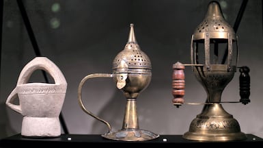 Traditional medkhans for luban (frankincense) on display at Perfume House. Reem Mohammed / The National