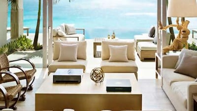 The living area of one of the beachfront villas at the Viceroy Anguilla.