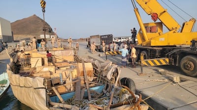 The Yemeni pro-government Giants Brigades said they intercepted a boat in the Bab Al Mandeb strait. Photo: Southern Giants Brigade