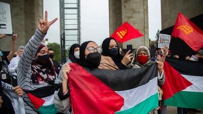People in Mexico City gather for a demonstration in solidarity with the Palestinians denouncing Israeli bombings. AFP