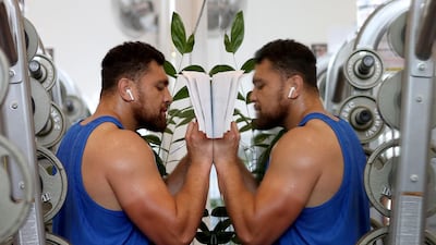Atu Moli, of the All Blacks, during a gym session at the Rugby World Cup in Tokyo, on Monday, October 21, 2019. Getty