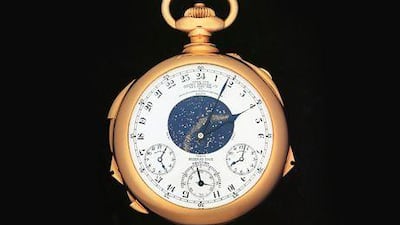 The 18-karat gold pocket watch made by Patek Philippe for banker Henry Graves Jr in 1933. Sotheby's via Bloomberg News