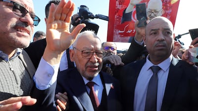 Rached Ghannouchi has been sentenced to prison over the funding of his political party, Ennahda. EPA