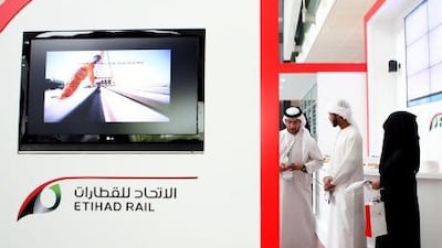 Etihad Rail plans to lay about 1,200 kilometres of track by 2018. A first phase, a 264km stretch between Habshan and Ruwais that will transport sulphur from inland gas facilities to the coast, is due to be completed this year. Fatima AL Marzooqi / The National