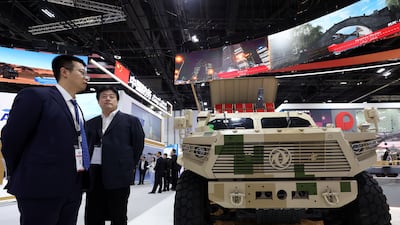 Visitors at Idex 2025 in Abu Dhabi, on the first day of the event. Chris Whiteoak / The National