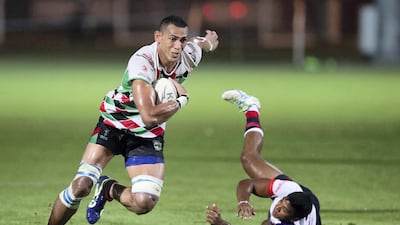 Quins' Siri Laladidi charges with the ball Kandy in the Western Clubs Champions League at Zayed Sports City, Abu Dhabi. Chris Whiteoak / The National