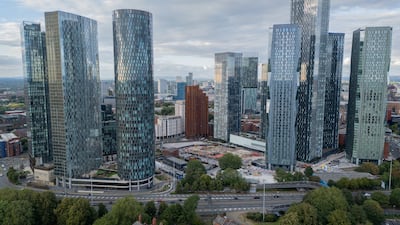 Residential towers in Manchester, the city set to be the venue for the next UK Global Investment Summit. Reuters