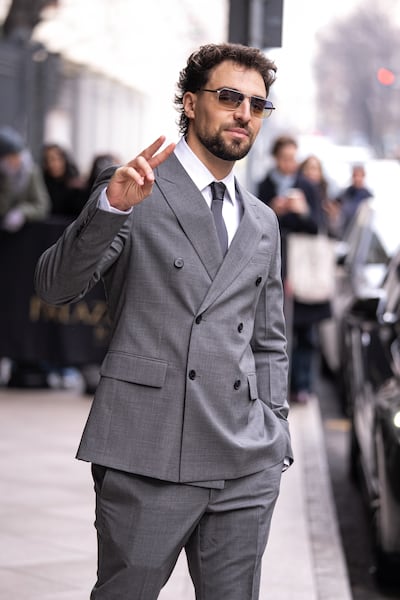 Saint Levant at the Prada show during Milan Fashion Week in January 2026. Getty Images