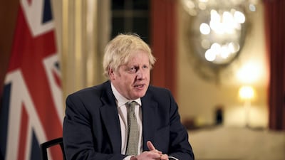 Britain’s Prime Minister Boris Johnson makes a televised address to the nation from 10 Downing Street, London. Pippa Fowles/No 10 Downing Street