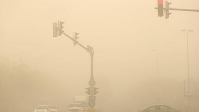 Visibility was very low that kept the traffic slow in Abu Dhabi. Delores Johnson / The National