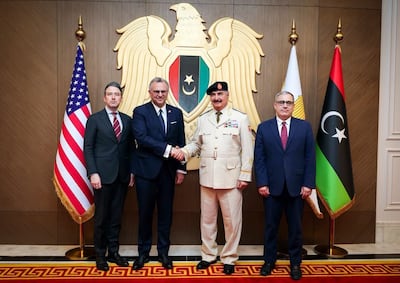 US envoy Massad Boulos meets Field Marshal Khalifa Haftar in Benghazi this week. Photo: Massad Bolous / X