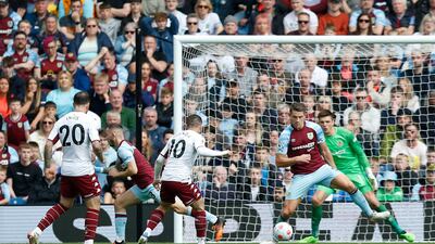 Emiliano Buendia scores Aston Villa's second goal. Reuters