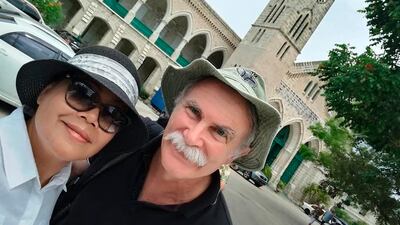 Jim Fiittin with his wife Sarijah. AP