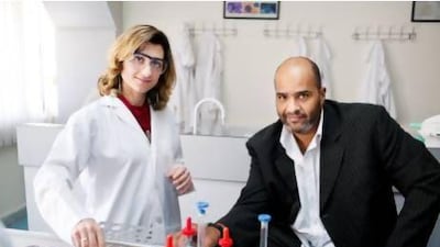 Dr Fatme Al Anouti and Dr Justin Thomas, assistant professors at the College of Arts and Sciences in Zayed University, who led the study on vitamin D deficiency and its relationship to depression. Andrew Henderson / The National