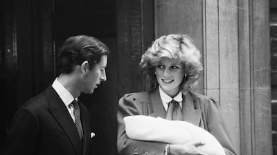 Charles, Prince of Wales and Diana, Princess of Wales leave the Lindo Wing of St Mary's Hospital with their son, Prince Harry, in 1984. Getty Images