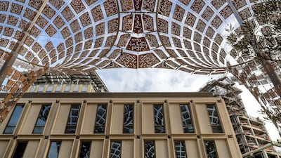 The Al Wasl Plaza, where 40,000 workers are shaping the venue for the international fair. Victor Besa / The National