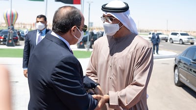 In a tweet, Sheikh Mohamed said the base 'reflects the progress in vital sectors in the country' under Mr El Sisi's leadership.