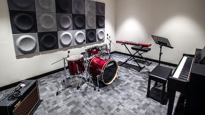 An ensemble room at Berklee Abu Dhabi, where students can rehearse. Victor Besa/The National