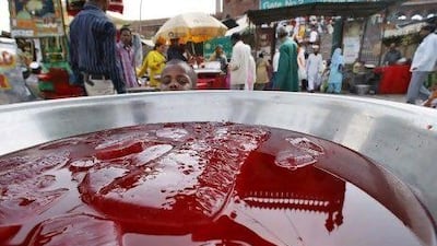 Rooh Afza is sold chilled with ice in New Delhi. Rooh Afza is popularly translated as the "refresher of the soul".