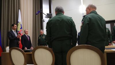 Mr Putin also said he would follow up his meeting with Mr Assad with telephone calls to US president Donald Trump, and to Middle Eastern leaders, including the Emir of Qatar. Mikhail Klimentyev / EPA