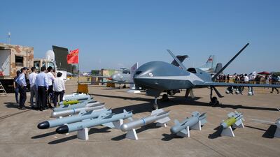AVIC's Cloud Shadow Jet-power unmanned aerial vehicle is displayed during the 12th China International Aviation and Aerospace Exhibition. AP Photo