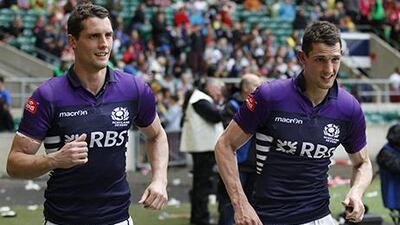 Lewis Young, right, and his twin brother Gregor represented Scotland on Saturday. Ian Kington / AFP