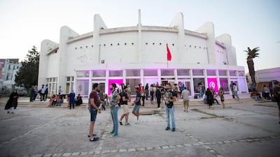 A theatre performance for the deaf by Bahram Aloui, held at former General Labour Union headquarters, where politicians used to make bombastic speeches to win over trade union support. Organised as part of Jaou Tunis. 