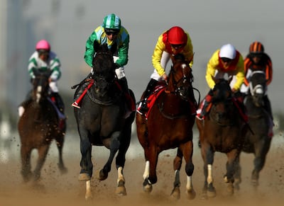 Horse racing events have continued across the UAE but behind closed doors. Getty Images