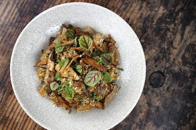Locally handpicked mushrooms, pecorino and truffle at Bread Street Kitchen. Courtesy Atlantis, The Palm