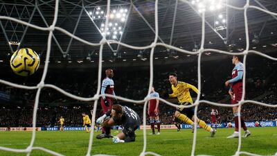 Gabriel Martinelli celebrates scoring their first goal. Reuters