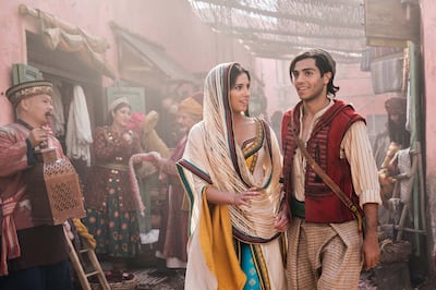 The 2019 live-action remake of Aladdin, starring Mena Massoud in the title role and Naomi Scott as Princess Jasmine. Photo: Disney