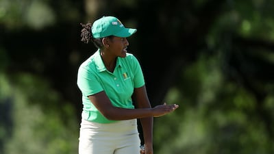 Maya Gaudin competes in the Drive, Chip and Putt Championship at Augusta National Golf Club. AFP
