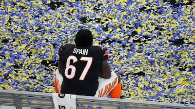 Cincinnati Bengals guard Quinton Spain sits on the sidelines. AP Photo