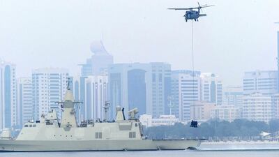 As UAE soldiers ‘rescued’ hostages during the exercise, fighter jets flew across the Corniche, in a mock show of strafing targets on the ground. Antonie Robertson / The National