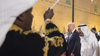 The leaders arrive at Murabba Palace. Saudi Royal Palace / AFP Photo