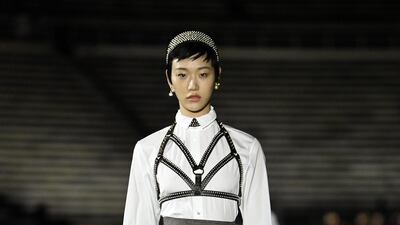 A model walks the runway during the Dior Cruise show 2022 at Panathenaic Stadium on June 17, 2021 in Athens, Greece. Getty Images