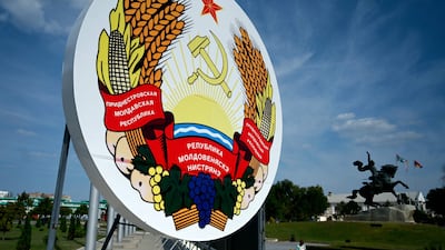 The coat of arms of Transnistria, Moldova's pro-Russian breakaway region. AFP