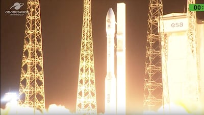 FalconEye1 launches on board a Vega rocket from Guiana Space Centre on Thursday. Courtesy Arianespace