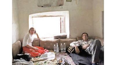 Ludmila Yamalova with Glen Davis in the room they were kept in during the kidnap.