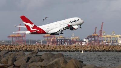 A Qantas A380 takes off from Kingsford Smith International airport in Sydney. The carrier has restarted flights from Sydney to Beijing. Daniel Munoz / Reuters