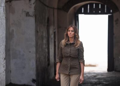 Melania Trump walks through the Door of No Return (where slaves were loaded onto ships before being sold in the Americas) in Ghana.